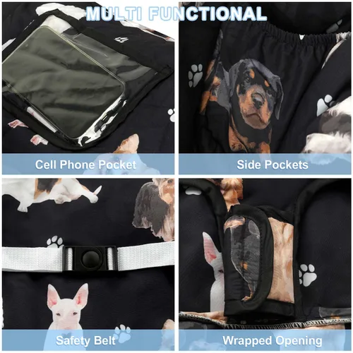 Miniatura 3 de Funda negra para carrito de compras para bebé, funda para silla alta 2 en 1, con arnés de seguridad, multifuncional, patrón de perro, fundas