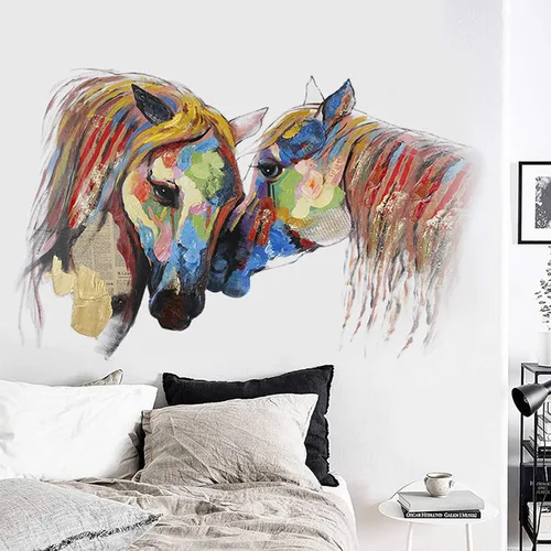 Calcomanías de pared de caballo de colores para despegar y pegar, calcomanías extraíbles para decoración de pared del hogar para dormitorio, sala de