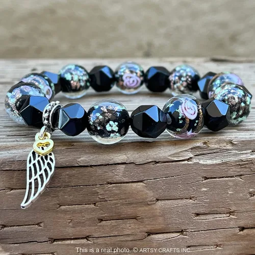 Miniatura 2 de ARTSY Crafts Glow in the Dark Firefly Beads + Natural Gemstone Bracelets, Handmade in USA