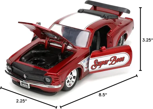 Miniatura 8 de Jada Big Time Muscle 1:24 1970 Ford Mustang Boss 429 - Auto fundido a presión, color rojo caramelo, juguetes para niños y adultos