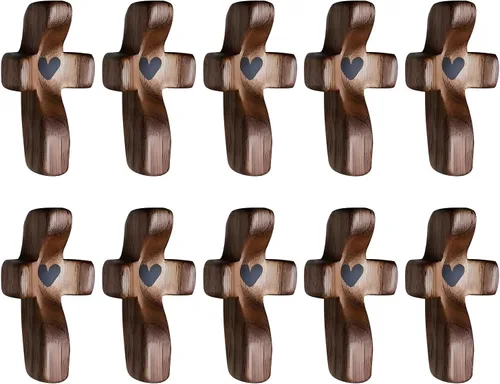 Miniatura 9 de Cruz de oración de bolsillo de madera, paquete de 105 cruces de madera de mano para iglesia, regalo cristiano, ministerio, regalos de escuela