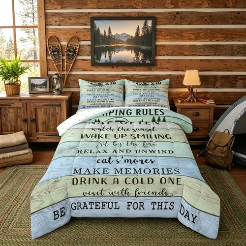 Miniatura 18 de Juego de edredón de camper tamaño matrimonial, edredón acolchado para adolescentes y niños, juego de ropa de cama rústica de granja para niños