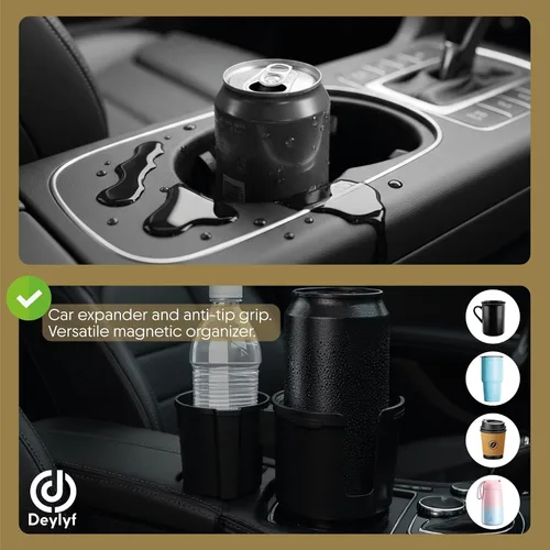 Miniatura 6 de Expansor de portavasos para automóvil, juego de adaptador de portavasos ajustable 2 en 1 con accesorio magnético para montaje de botella, se adapta