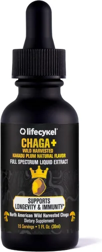 Life Cykel - Extracto de hongo Chaga con ciruela Kakadu - Tintura de hongo de doble extracción - Suplemento de apoyo inmunológico sin OMG para