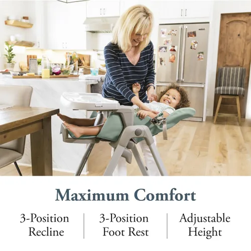 Miniatura 4 de Inglesina My time - Silla alta color menta, silla alta ajustable para bebés y niños pequeños, 4 de altura y 3 ajustes de reclinación, plegable, sin
