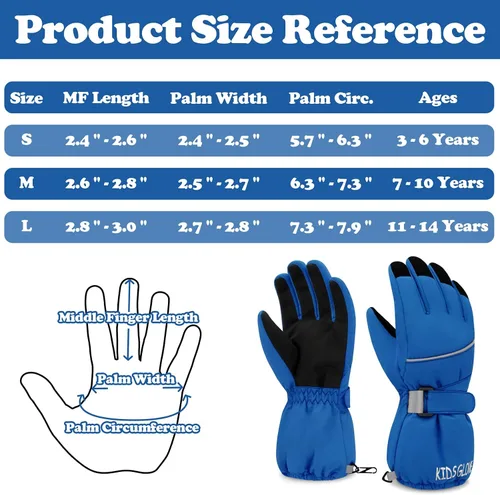 Miniatura 6 de Sarfel Guantes de nieve para niños, guantes impermeables para niños, guantes de esquí para niñas, guantes de invierno para niños, guantes