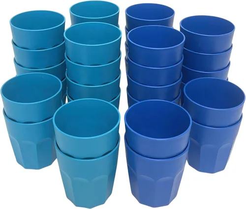 Mintra Home Vasos y vasos irrompibles (colección negra) (paquete de 32 surtidos, 7 onzas), 3.125 pulgadas de alto x 2.875 pulgadas de ancho