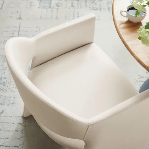 Miniatura 4 de Modway Talia Performance - Sillón de comedor de terciopelo en alabastro, moderna silla de comedor curvada con respaldo abierto, silla de barril