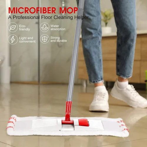 Miniatura 7 de MASTERTOP - Mopa de microfibra para limpieza de pisos, mopa plana para el hogar y la cocina, mango ajustable de acero inoxidable con 4 almohadillas