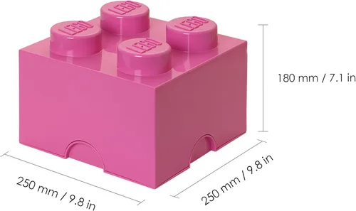 Miniatura 3 de LEGO Ladrillo de Almacenamiento 4 – botones Naranja – Caja de Almacenamiento de Plástico Apilable con Tapa para Niños y Adultos, Organizador