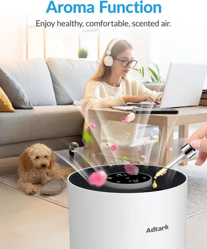 Miniatura 3 de Purificadores de aire para el dormitorio del hogar, filtro de aire ADTARK con filtro 3 en 1, modo de sueño y función de aroma, 3 modos de luz