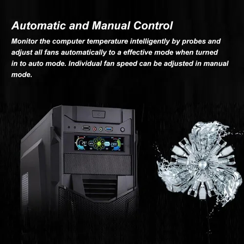 Miniatura 3 de Controlador de ventilador con monitor de temperatura, control automático de velocidad, LCD, panel frontal táctil de 5,25" de 5 canales