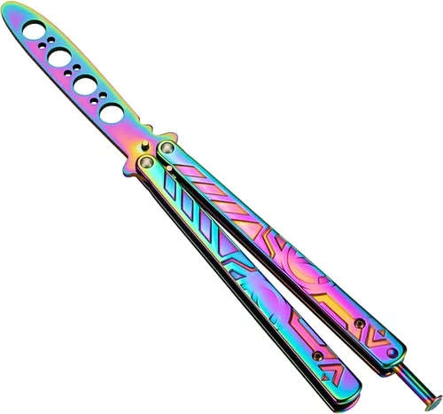 Little World Cuchillo de mariposa – 1 paquete de herramienta de práctica de acero de metal – Profesional plegable entrenamiento práctica flipping