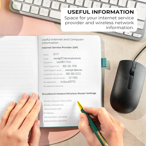 Miniatura 5 de Clever Fox - Cuaderno de contraseñas con pestañas alfabéticas. Organizador de direcciones de Internet. Cuaderno de contraseñas de tamaño mediano