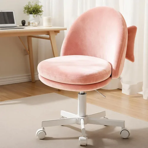 Miniatura 14 de GTPLAYER Silla de oficina alta de terciopelo con ruedas, sillas de tocador con respaldo, altura versátil: taburetes de oficina a bar, silla
