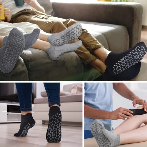 Miniatura 7 de Calcetines de yoga antideslizantes con agarres para pilates, ballet, barras, descalzos, calcetines antideslizantes para hospitales para mujeres