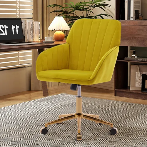 Miniatura 13 de Silla de escritorio de oficina en casa, silla de tocador, moderna silla con respaldo bajo ajustable de terciopelo, silla de oficina tapizada