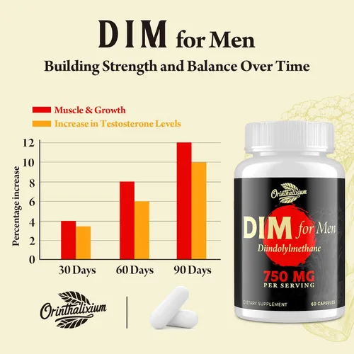 Miniatura 4 de Orinthalixium DIM para Hombres 750MG – Equilibrio Hormonal, Apoyo al Estrógeno para Hombres, Suplemento DIM, Desintoxicación, Vitalidad