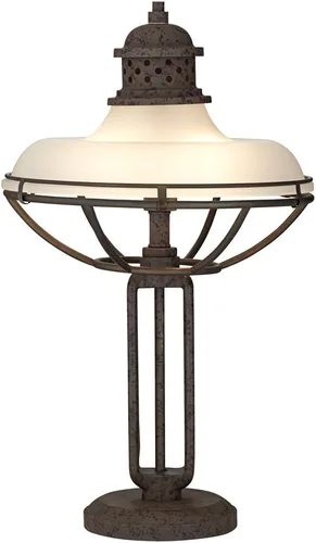 Franklin Iron Works Lámpara de mesa rústica de estilo industrial vintage, jaula abierta de 26.5 pulgadas de alto, bronce óxido, marrón, media cúpula