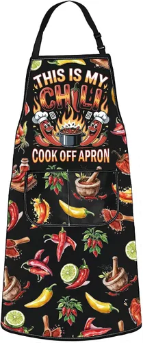 Miniatura 7 de WZMPA Chili Cook Off Champion - Delantal de cocina para chili, regalo de chef, delantales de cocina ajustables para hombres y mujeres