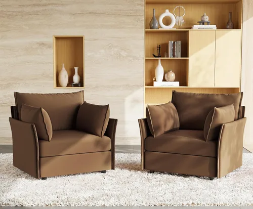 Miniatura 16 de ABCASA Silla de Acento de Gran Tamaño, Sillón Moderno Tapizado con Respaldo Extraíble y Funda Desmontable, Asiento de 24.5 Pulgadas de Profundidad