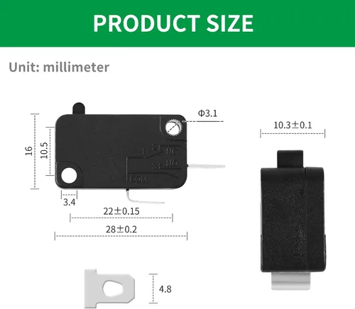 Miniatura 4 de Microinterruptor KW7-0, repuesto para freidora de aire XL, Power XL, Vortex, microinterruptores para horno microondas y cocina de inducción