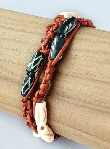 Miniatura 7 de Surtido de cuentas de hueso talladas a mano para hacer joyas y manualidades, 130 piezas, cuentas naturales africanas y nativas americanas en negro