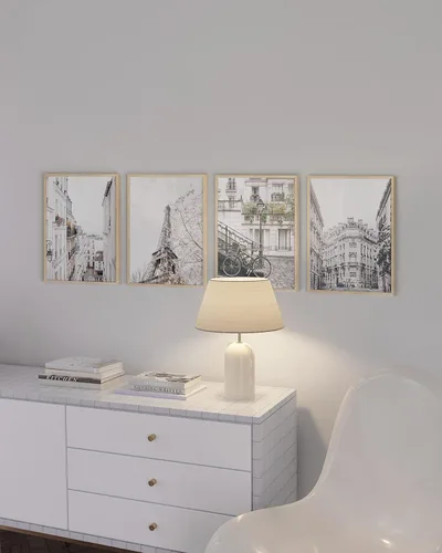 Miniatura 5 de HAUS AND HUES Decoración de pared de París rosa, juego de 4 impresiones artísticas de París, decoración estética de París para dormitorio o baño