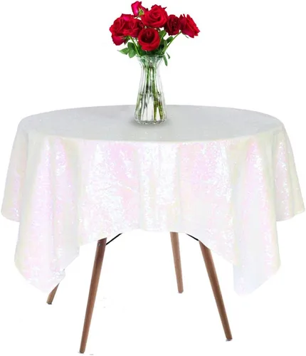 Miniatura 18 de Mantel de lentejuelas de 50 x 50 pulgadas, mantel negro brillante con purpurina brillante y secuencia metálica, para decoración de fiesta