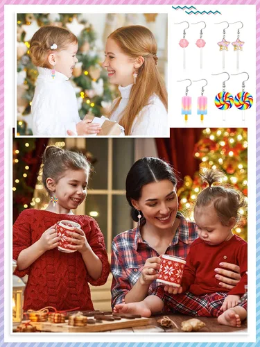 Miniatura 5 de 20 pares de aretes divertidos, adorables y raros para mujeres y niñas, con inclusión de osito de goma, té con leche, pez dorado, caricatura pintada