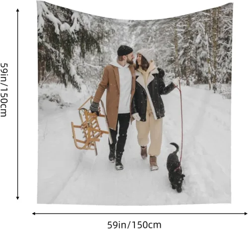 Miniatura 3 de GOOESING Tapiz personalizado para cargar imágenes de boda, amor, recuerdo familiar, tapiz personalizado para el Día de la Madre, Día del Padre