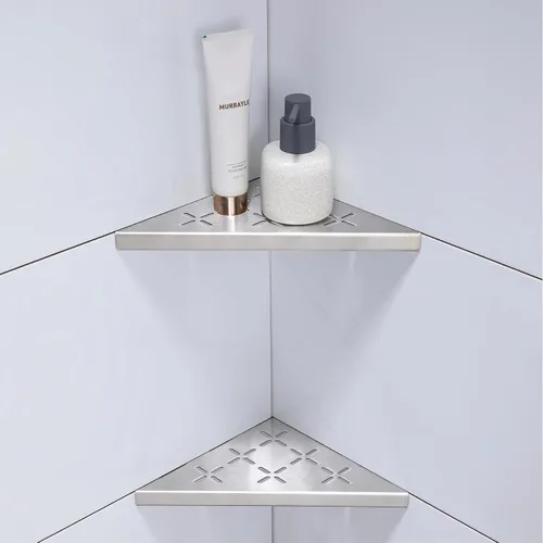 Miniatura 10 de Estante esquinero para ducha, paquete de 2 estantes de ducha de acero inoxidable SUS304 para paredes de azulejos, estante organizador de estante