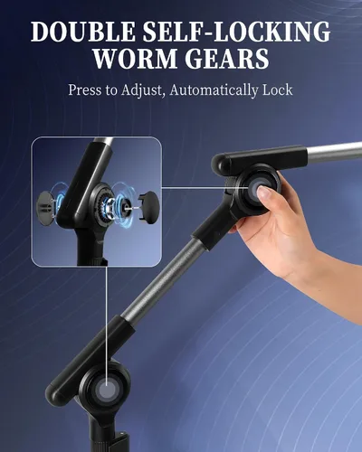 Miniatura 2 de SHUWEI Soporte de suelo para tableta con engranajes helicoidales de doble autobloqueo, soporte de piso para iPad de 63 pulgadas de altura ajustable