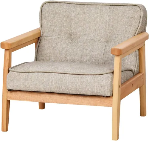 Miniatura 10 de Sofá para niños, sillón tapizado con estructura de madera maciza y tela de lino para regalo para niños (gris oscuro, gris claro) (gris oscuro)