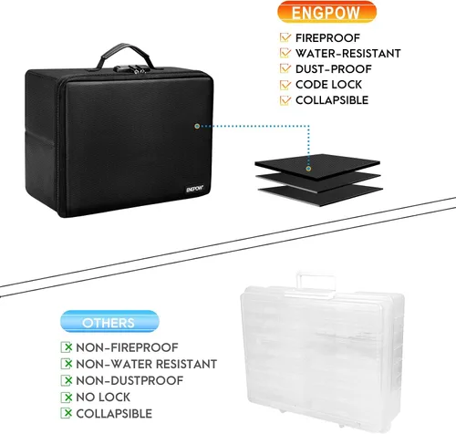 Miniatura 6 de ENGPOW Caja de almacenamiento de fotos a prueba de fuego con 16 estuches interiores de 4 x 6 pulgadas (transparente), organizador de cajas de fotos