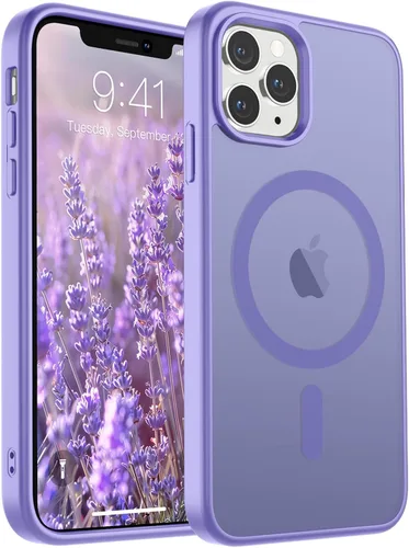 Miniatura 14 de SUPFINE Funda magnética para iPhone 11 Pro Max (compatible con MagSafe) (protección contra caídas de grado militar), delgada, translúcida mate, a