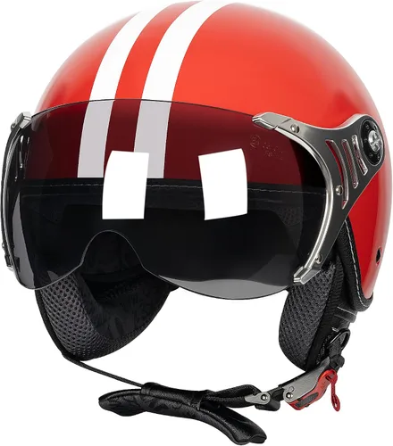 Miniatura 11 de Yesmotor Casco de motocicleta 3/4 Casco retro de cara abierta Vespa para scooters con visera transparente para hombres y mujeres - Aprobado por DOT