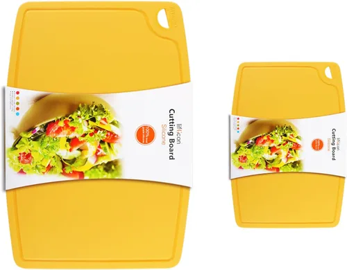 Miniatura 16 de Liflicon Tablas de corte de silicona gruesas para cocina, juego de tablas de cortar/esteras de silicona de 2 piezas extra grandes 37 cm x 26.5 cm