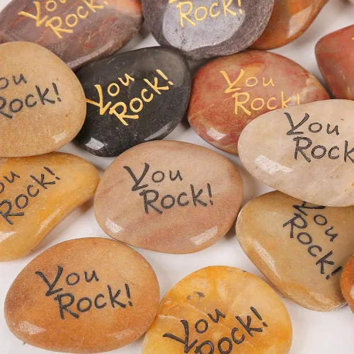 Miniatura 5 de RockImpact You Rock - 50 piezas de regalos de rock You are amazing grabadas inspiradoras rocas de fe, regalos novedosos, agradecimiento, gratitud