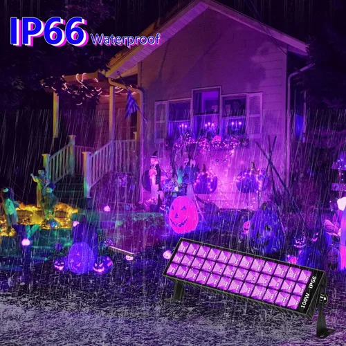 Miniatura 2 de THECHAM Barra de Luces Negras LED de 100W, 100 LEDs, Luz de Inundación de Luz Negra para Fiesta de Luz Negra, para Fiesta Fluorescente, Dormitorio