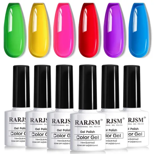 Miniatura 39 de RARJSM Juego de Esmaltes de Gel Nude Colección Jelly Pink de 6 Colores Naturales Transparentes Rosa Translúcido Lechoso Malva Morado Marrón Claro