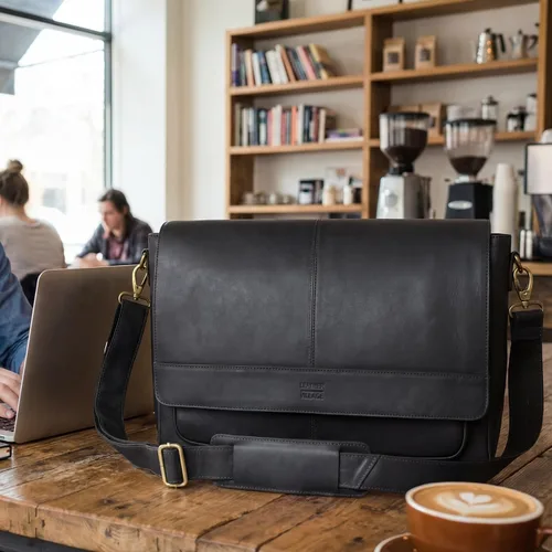 Miniatura 2 de LEATHER VILLAGE Bolso Mensajero de Cuero Vintage–Morral Hecho a Mano de 15.5" para Hombres y Mujeres– Bolso de Hombro para Oficina, Viajes y Uso