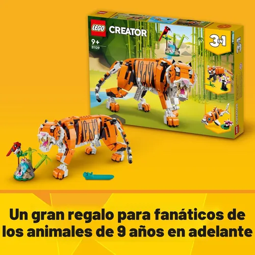 Miniatura 6 de LEGO Creator 31129 - Juego de construcción de tigre majestuoso 3 en 1, se transforma de tigre a panda o pez koi, figuras de animales, juguete