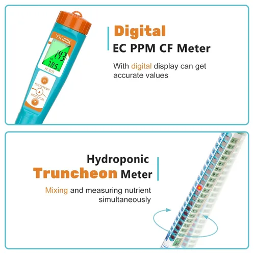 Miniatura 3 de Truncheon EC PPM Medidor de nutrientes para hidropónico, barra de comprobador de conductividad para cultivo hidropónico PPM herramienta de medición
