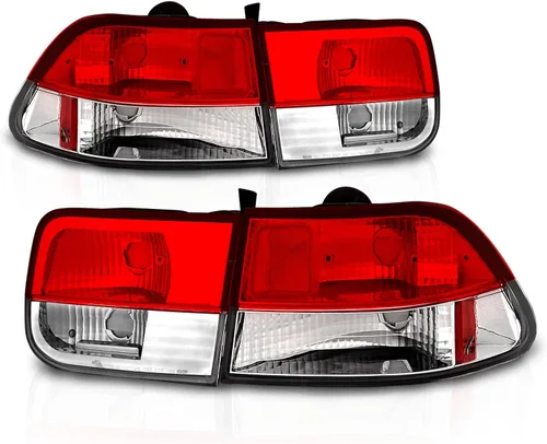 Miniatura 2 de AmeriLite Juego de 4 piezas de luces de freno traseras rojas transparentes de repuesto para Honda Civic Coupé 1996-2000 - Lado del pasajero