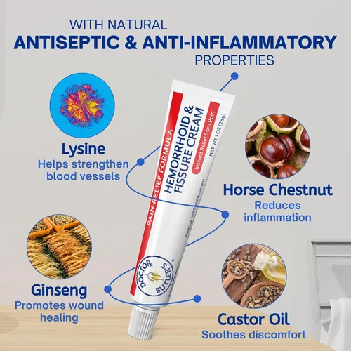 Miniatura 7 de Doctor Butler's Crema para hemorroides y fisuras: tratamiento instantáneo de hemorroides para aliviar el dolor con lidocaína, crema de hemorroides