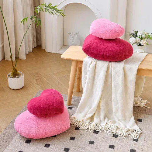 Miniatura 5 de XVTRU Almohadas de corazón rosa melocotón, bonita almohada decorativa de corazón, almohadas en forma de corazón para cama, cojín de felpa de felpa