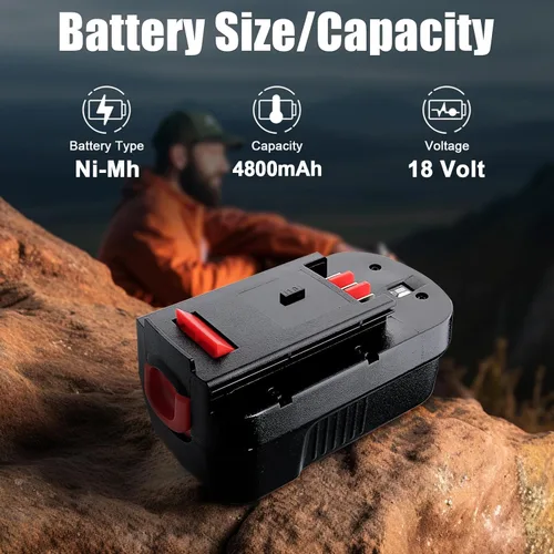 Miniatura 2 de 【Actualizado a 4800 mAh】Paquete de 2 baterías de repuesto HPB18 para Black and Decker compatibles con batería Black and Decker de 18 V HPB18-OPE