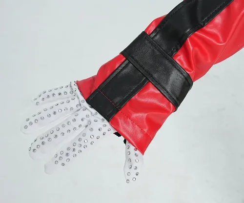 Miniatura 5 de Chaqueta de cuero rojo y negro abrigo de la PU de Cosplay