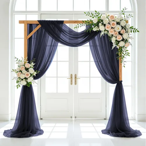 Miniatura 7 de Tela para Drapeado de Arco de Boda Azul Real 20 FT 1 Panel Cortinas de Gasa Azul Cortinas de Telón de Fondo Transparentes Arcos de Boda